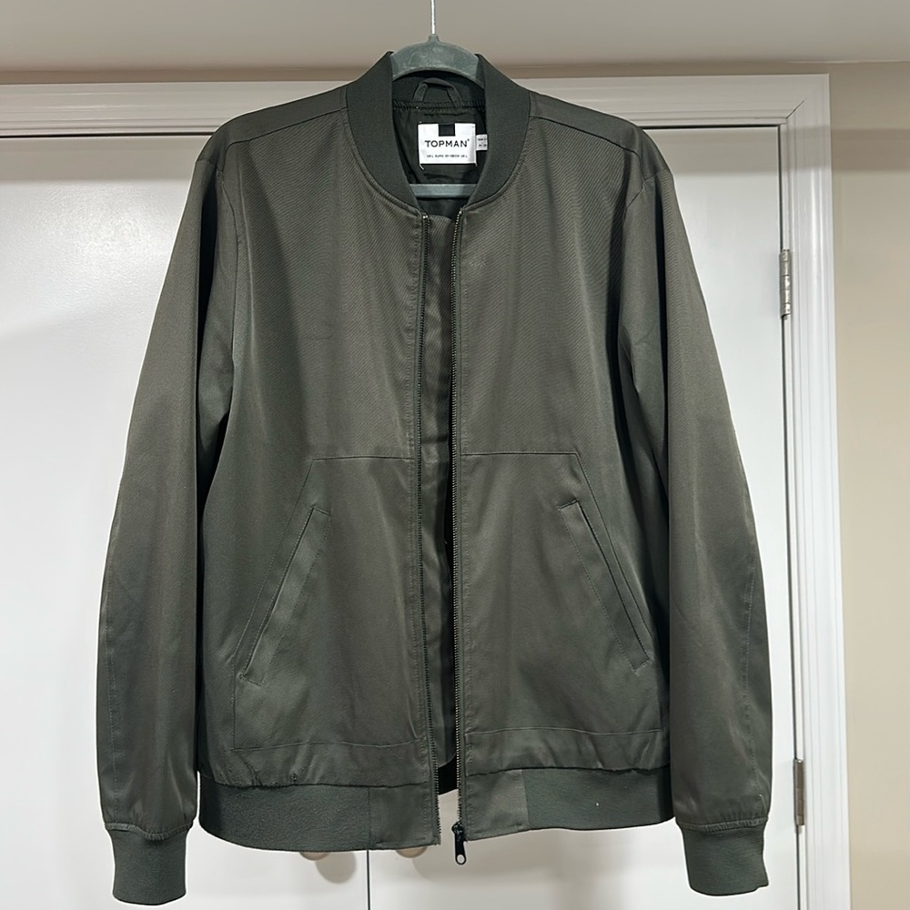 Topman Green Khaki Icon Bomber Jacket for Men